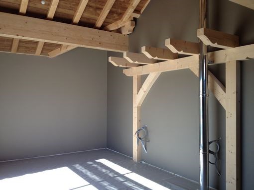 Placo autour de solivage, grands murs, plafond bois respecté