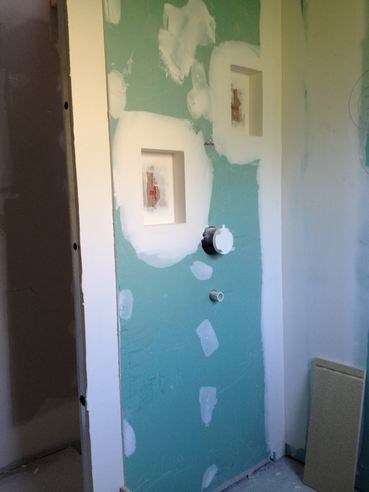 Placo vert et niches sdbains avant faiences